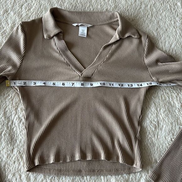 H&M long sleeve crop top tan size xs - Picture 6 of 16